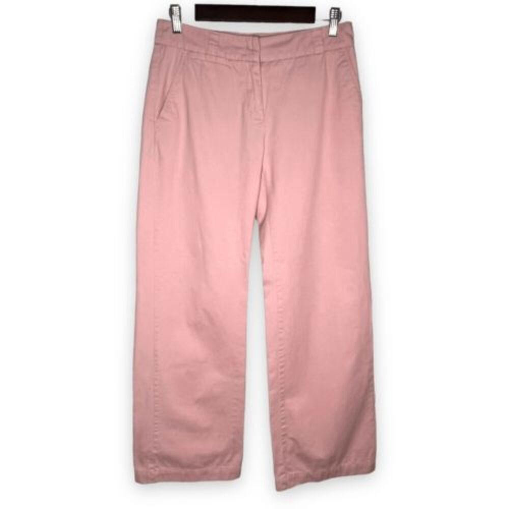Garnet‎ Hill Pink High Rise Straight Wide Leg Cotton Pants Size 4